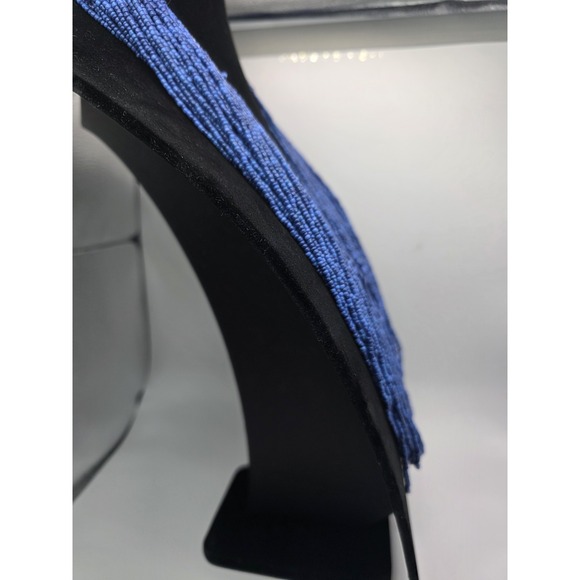 Chicos Blue Seed Bead Necklace Silver Tone 15-19.25" Long Layered Statement EUC - Picture 3 of 10